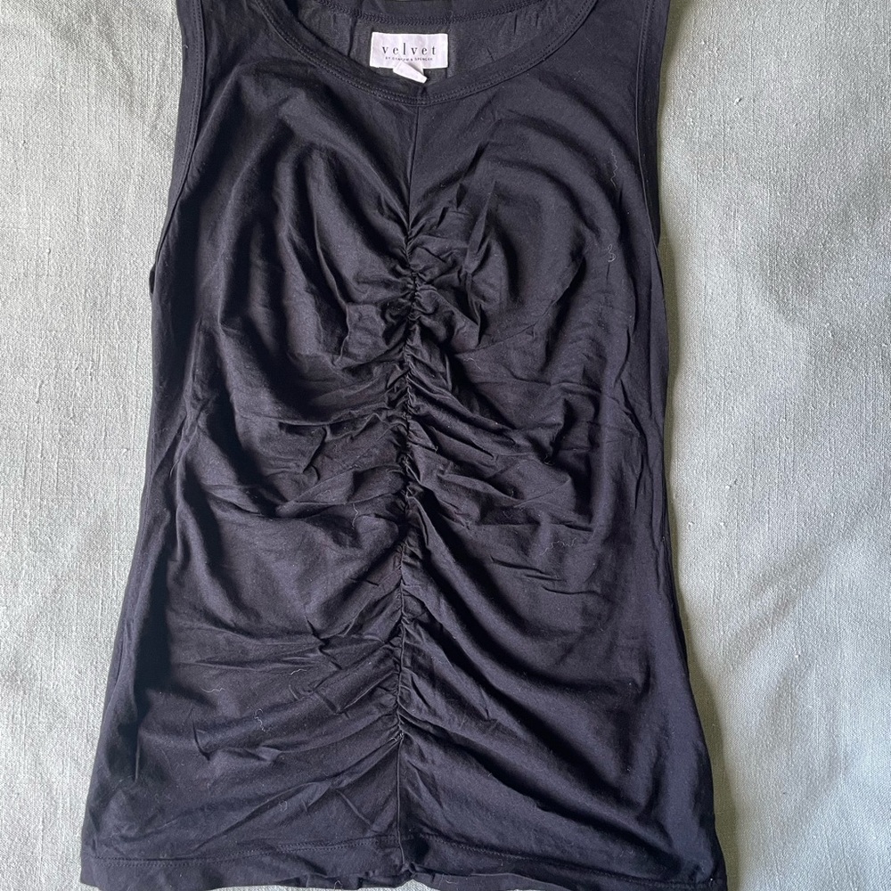 Velvet Women's Black Ruched Tank Top